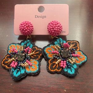 Francesca's Collections Pink Floral Earrings